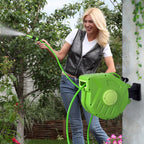  Schlauchtrommel 15+1,5m Schlauchaufroller Automatik schwenkbar Druckluft Garten 180¡ã schenkbar Druckluftschlauch Gr¨¹n