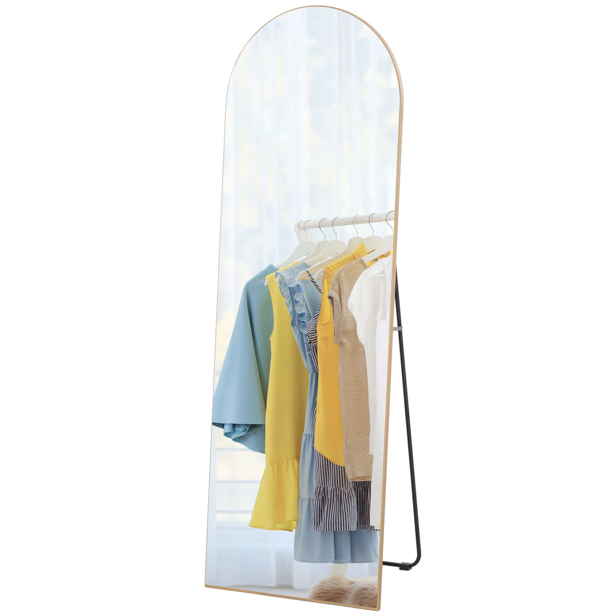 150cm Arched Full Length Mirror - Gold Tone