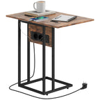 Klappbarer Beistelltisch, Ladestation mit USB-Ports, Metall, 39 x 29 x 57 cm, Braun