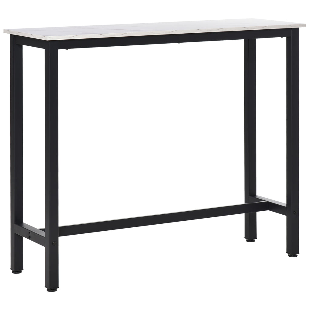 Rectangular Bar Table, Wood Effect Coffee Table for Small Space, Breakfast Dining, Kitchen, Industrial, White & Black