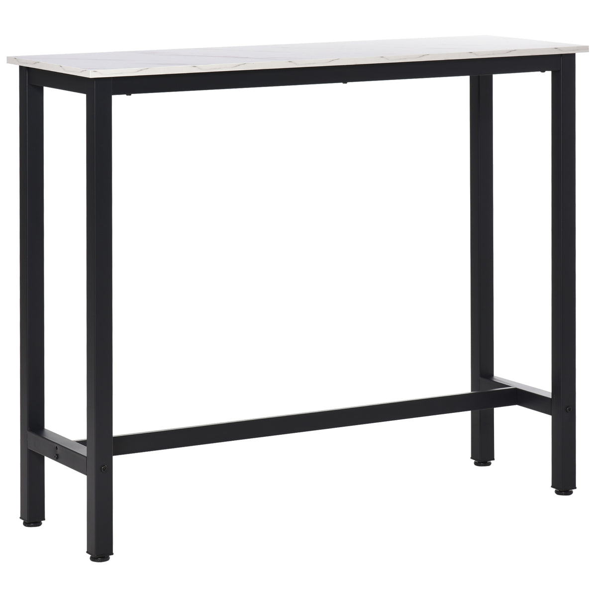Rectangular Bar Table, Wood Effect Coffee Table for Small Space, Breakfast Dining, Kitchen, Industrial, White & Black