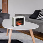 Elektrokamin mit Heizung, elektrischer Kamin mit LED Flammeneffekt, 600/1200W Dekokamin, elektrisch Kaminfeuer Kaminofen, Weiß