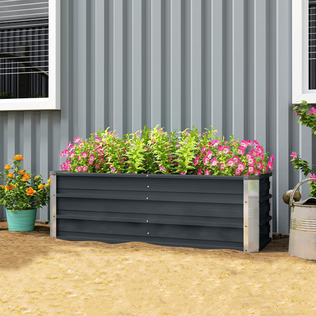 Hochbeet aus Stahl Gartenbeet Pflanzkasten Blumenkasten Blumenkübel mit Handschuhe Kohlegrau 125 x 47 x 44 cm