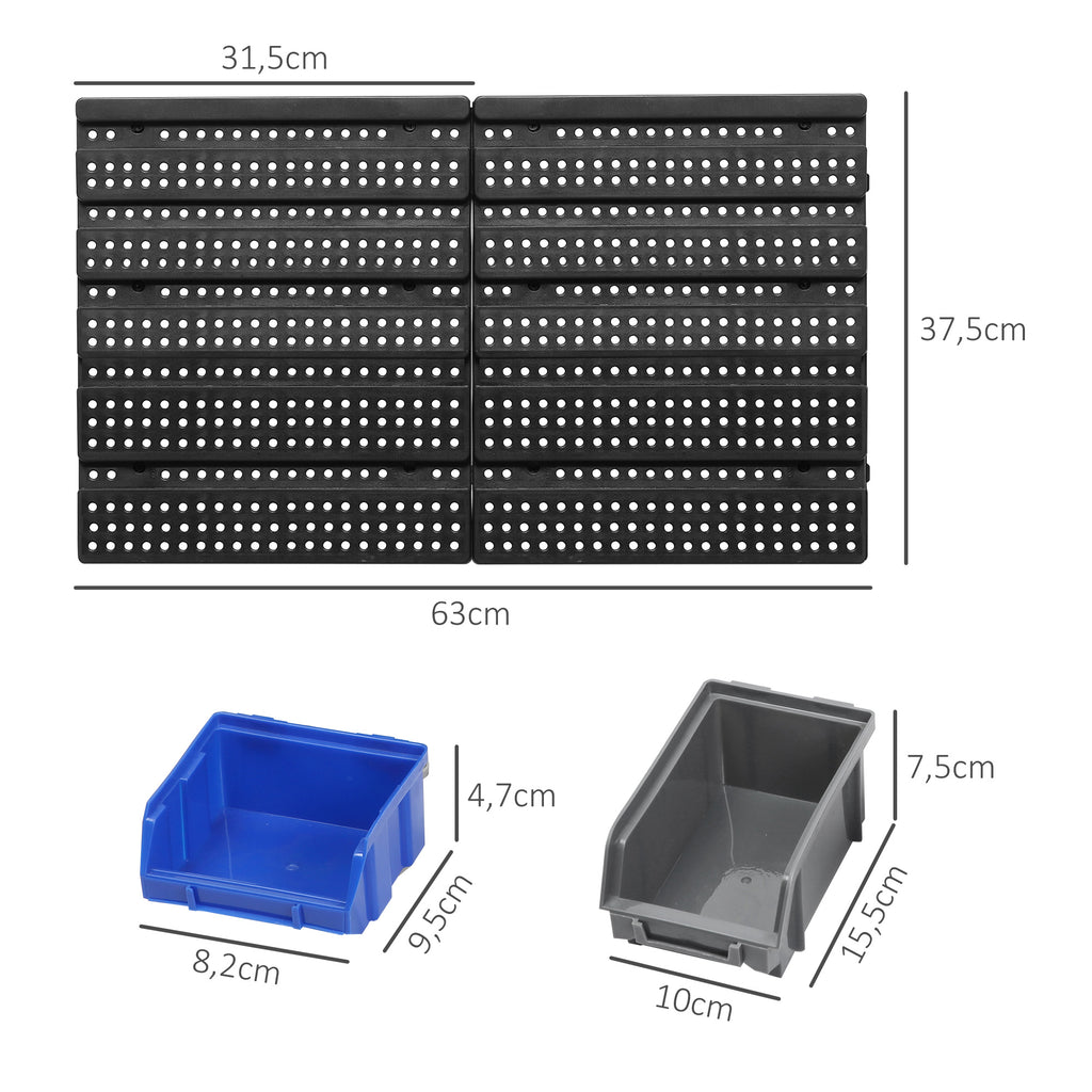 Sch¨¹ttenregal, Werkstattmagazin, 30 Boxen in 2 Gr??en, stapelbar, 63x18x37,5cm, Blau