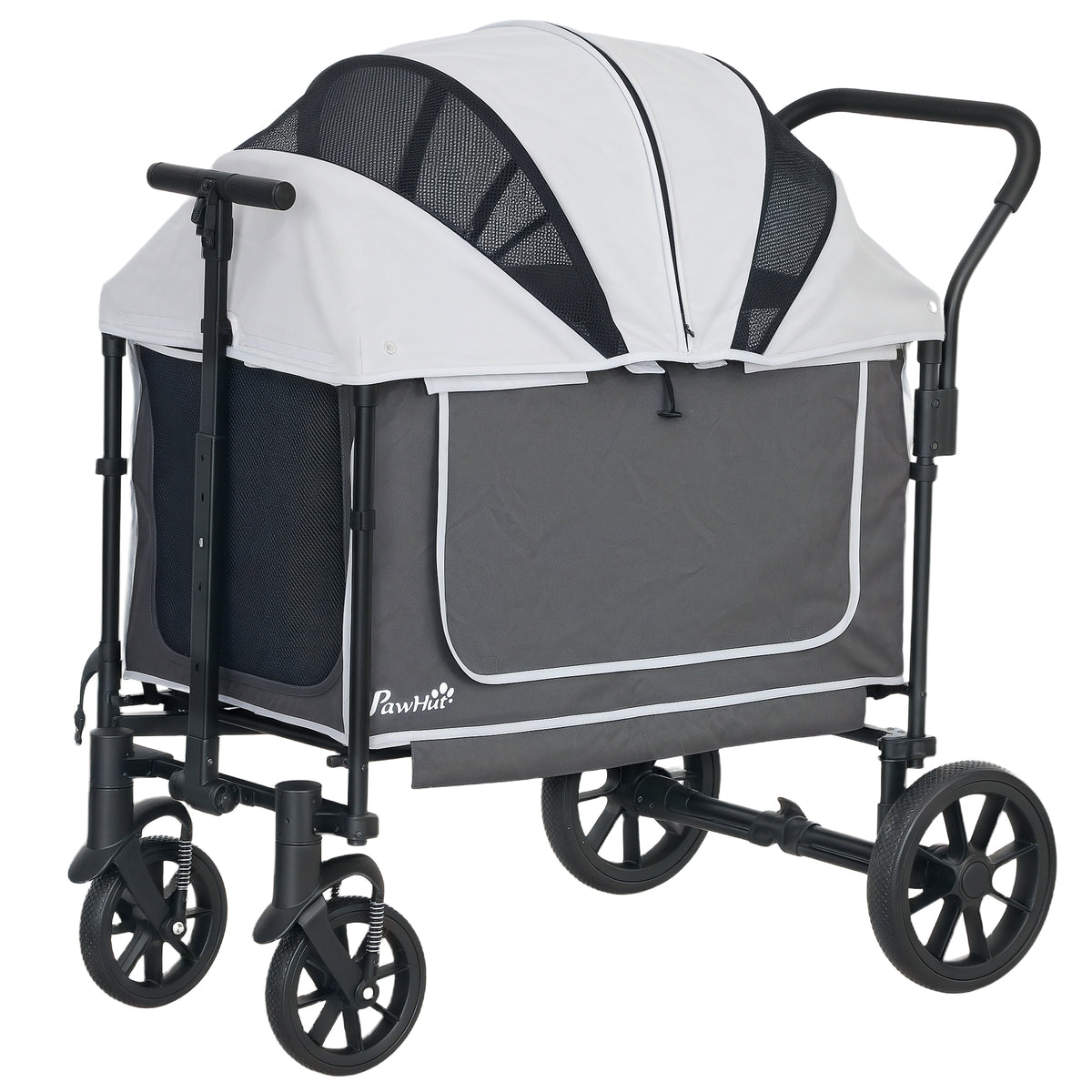 Hundewagen Hundebuggy klappbar für Hunde & Katzen bis 30 kg 110 x 65 x 102 cm Dunkelgrau