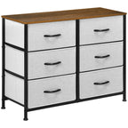 Fabric Chest of Drawers, Industrial Bedroom Dresser with 6 Fabric Drawers, Steel Frame and Wooden Top for Nursery, Living Room, Hallway, Grey