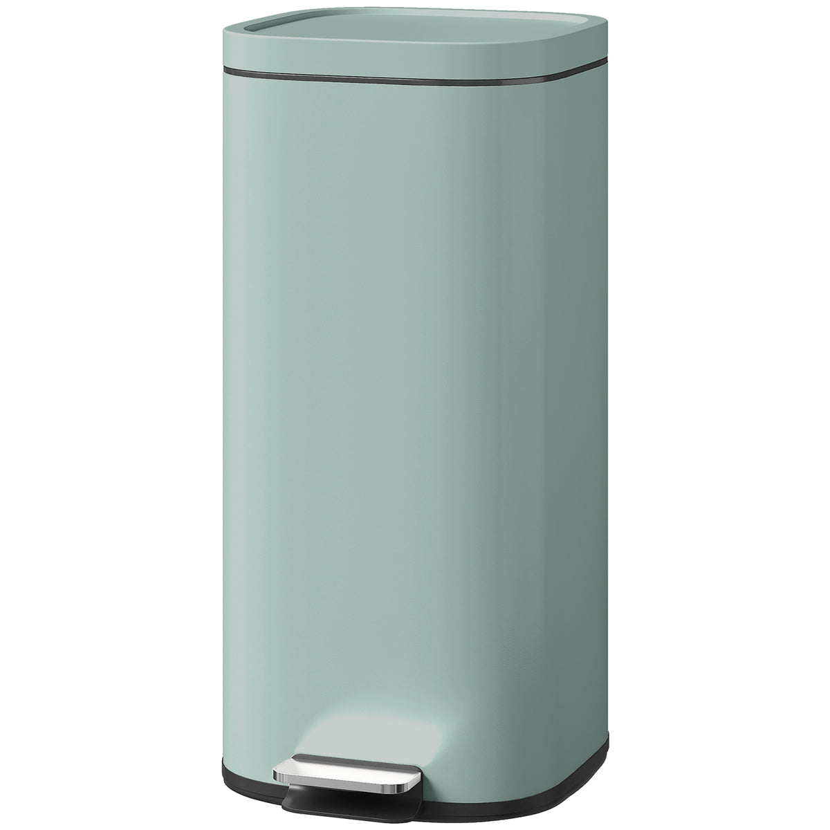 30L Kitchen Bin, Compact Pedal Bin with Soft-Close and Stay-Open Lid, Removable Bucket for Kitchen, Home, Office, Green