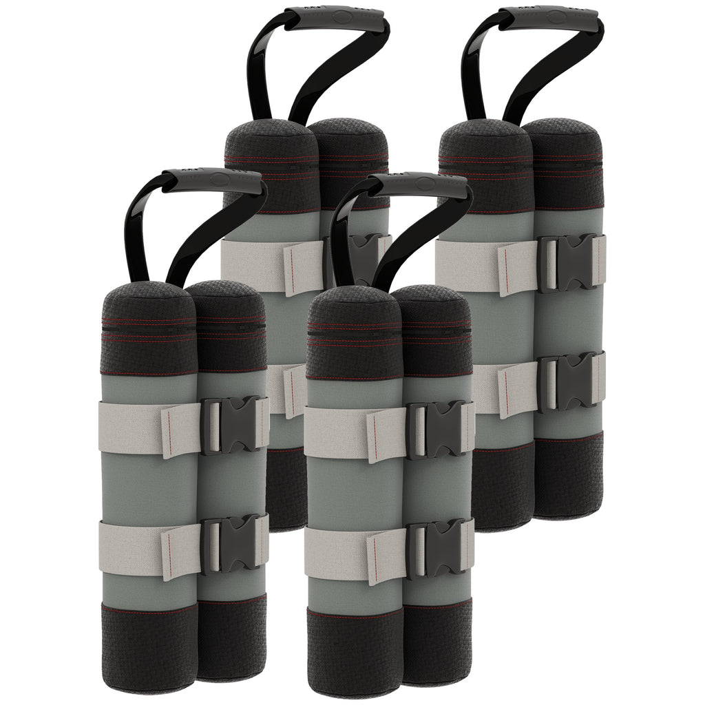 Sands?cke f¨¹r Pavillons, 4er-Set, 48 kg, ohne Sand, mit Fixierriemen, wetterfest, Schwarz