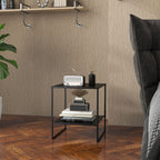 Beistelltisch im Industriedesign Couchtisch Nachttisch, 1 Ablage, Schwarz