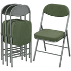 4er-Set gepolsterte Klappstühle, Faltbare Stühle mit Cordbezug, Rückenlehne, Metallrahmen, Grün