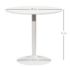 Esstisch für 2 Personen, runde Tischplatte Ø80 cm, MDF und Stahl, rutschfest, Weiß, 75H cm