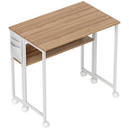 80 cm Drop Leaf Writing Work Desk - Natural Wood Finish