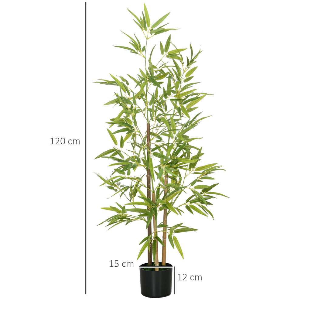 Bambus-Kunstbaum 2er-Set, 3 St?mme, pflegeleicht, 120 cm, Zementtopf, Gr¨¹n