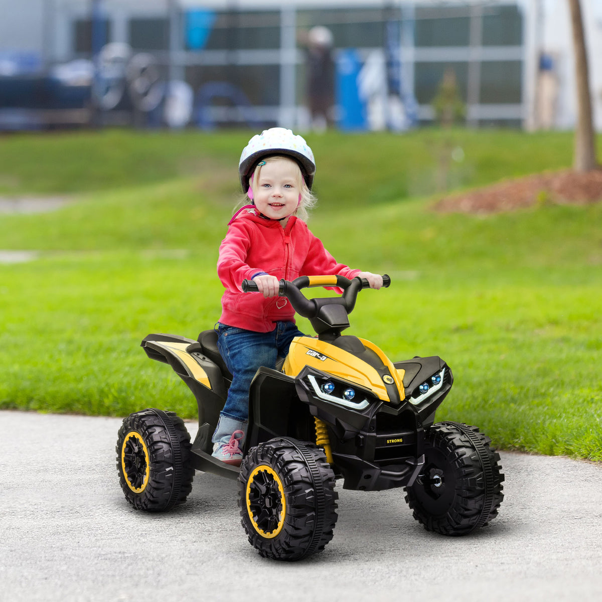 Elektro-Kinderquad, LED-Scheinwerfer, Sto?d?mpfer, ergonomischer Sitz, Gelb+Schwarz