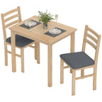 3-teiliges Esstisch-Set mit 2 Stühlen, Küchentisch für kompakte Räume, gepolsterte Stühle, platzsparend, MDF, Naturholz