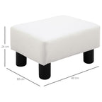 PU Leather Footstool Foot Rest Small Seat Foot Rest Chair White Home Office with Legs 40 x 30 x 24cm