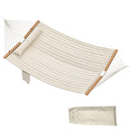 Double Hammock 2 Person Swing Bed with Spreader Bars, Pillows, Pad, 200 x 140cm, Cream White