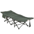 Foldable Camp Bed, Padded Patio Camping Bed with Carry Bag, Magazine Bag and Cup Holder for Outdoor, Garden, Grey