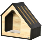 Hundehütte Indoor Hundehöhle mit Kissen Hundehaus Hundehöhle mit schrägem Dach Katzenhaus für kleine Hunde bis 8 kg 60 x 40 x 59,2 cm, Braun