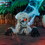Halloweendekoration, einäugige Mumie, biegsame Arme, leuchtende Augen, gruseliges Heulen, 55x18x35 cm