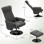 Polstersessel, Akzentsessel mit Hocker, drehbar, ergonomisch, Mikrofasertuchoptik, bis 150 kg, Schwarz