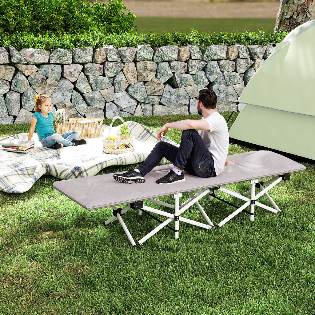 Feldbett, Campingbett, klappbar, weich, bis 200 kg, rostfreies Metallgestell, 185 x 65 x 37 cm, Grau