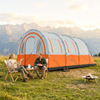 Three Man Duo Room Tunnel Tent, with Accessories - Cream/Orange