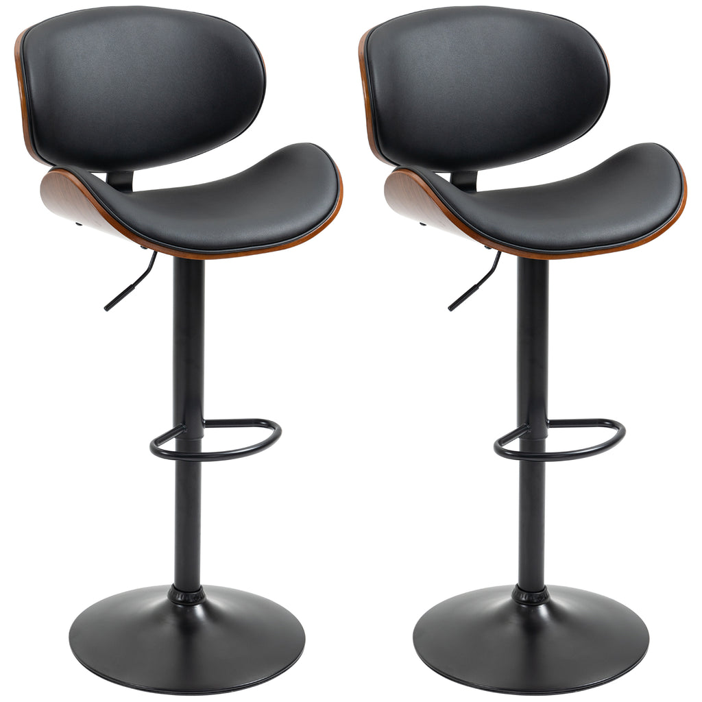 Barhocker-Set, höhenverstellbar, drehbar, Kunstleder, Stahlrahmen, schwarz, 53 x 50,5 x 112,5 cm