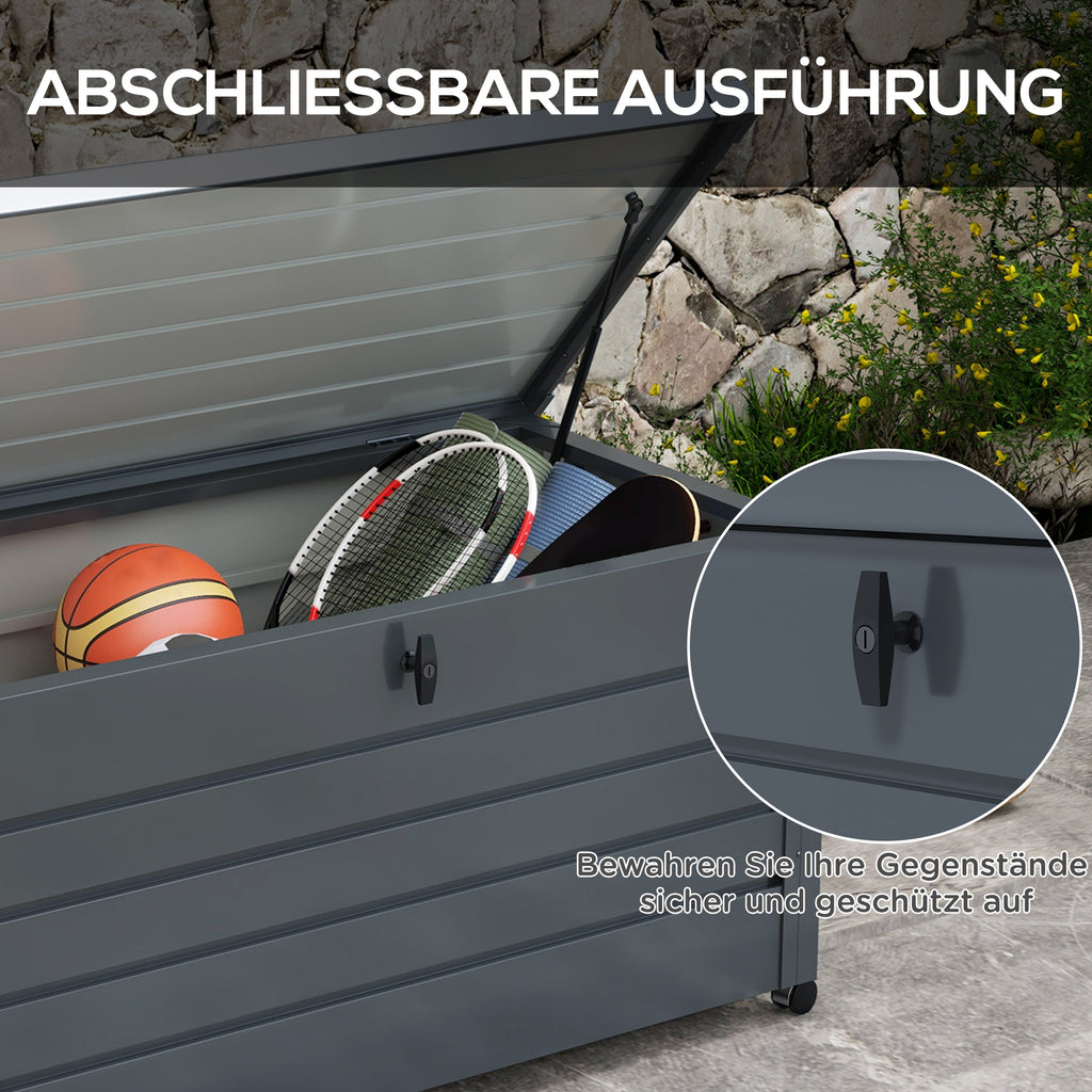 Gartenbox Metall 311 Liter mit Griffen 120 x 62cm Dunkelgrau