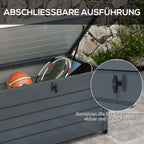 Gartenbox Metall 311 Liter mit Griffen 120 x 62cm Dunkelgrau