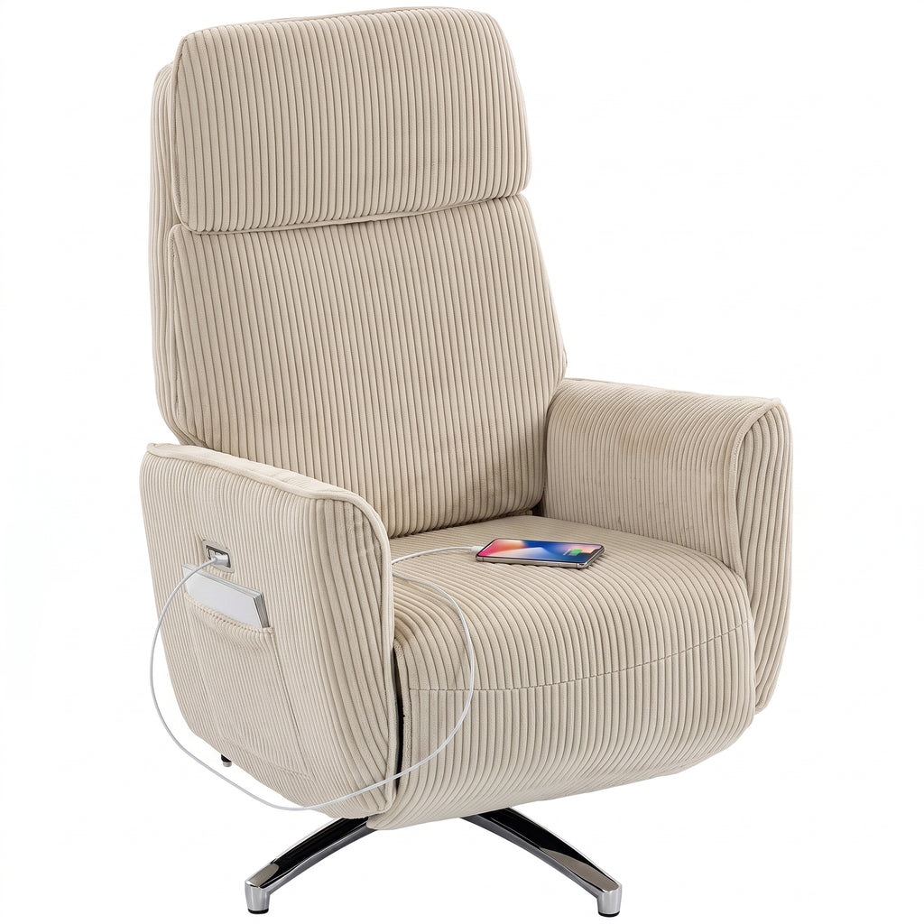 2 Motoren Relaxsessel Elektrisch Verstellbar Drehbar Creme