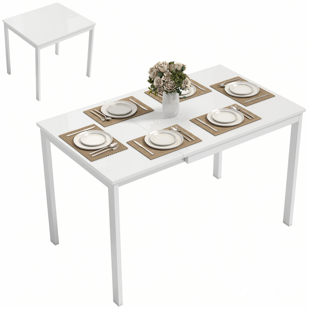 Ausziehbarer Esstisch 80-120 cm für 4-6 Personen, Platzsparender Küchentisch mit einfacher Ausziehfunktion, Natur