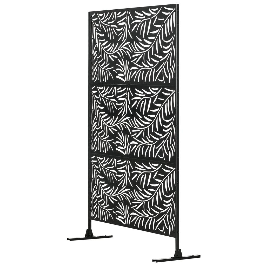 Sichtschutzwand, wetterbeständig, Stahl, 122 cm x 45 cm x 198 cm, Schwarz