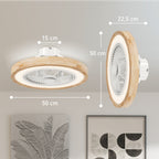 Deckenventilator mit Lampe und Fernbedienung, 6 Geschwindigkeiten, einstellbare Helligkeit, leiser Motor, Hellbraun