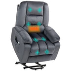 Massagesessel Aufstehhilfe Seniorensessel Relaxsessel, 8 Massagepunkte, 2 Seitentaschen, 85 cm x 94 cm x 107cm, Grau