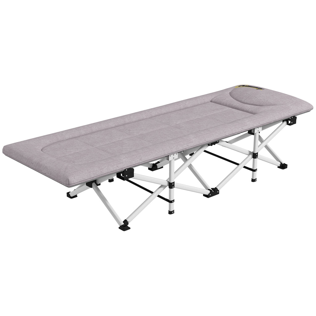 Feldbett, Campingbett, klappbar, weich, bis 200 kg, rostfreies Metallgestell, 185 x 65 x 37 cm, Grau