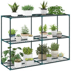 3-Etagen Pflanzenst?nder, 100 cm hoch Blumenst?nder mit Regalb?den, mehrst?ckig Stahl Dunkelgr¨¹n