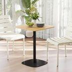 Kleiner Esstisch, 60 cm, quadratisch, MDF-Tischplatte, Stahlsockel, für Wohnzimmer, Esszimmer, Küche, Naturholz+Schwarz