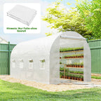 Gewächshausfolie 4 x 2 m, wasserdicht Gartenfolie mit Tür, 8 Fenster, UV Schutz, Reißfest Polyethylen NUR Folie Weiß