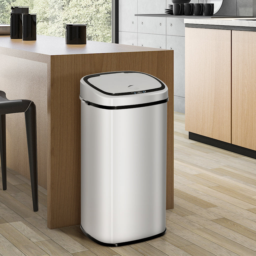 Sensor Mülleimer 68L Automatik Mülleimer mit Bewegungssensor, Wasserdichter Abfalleimer für Büro, Schlafzimmer, Küchen Edelstahl Silber