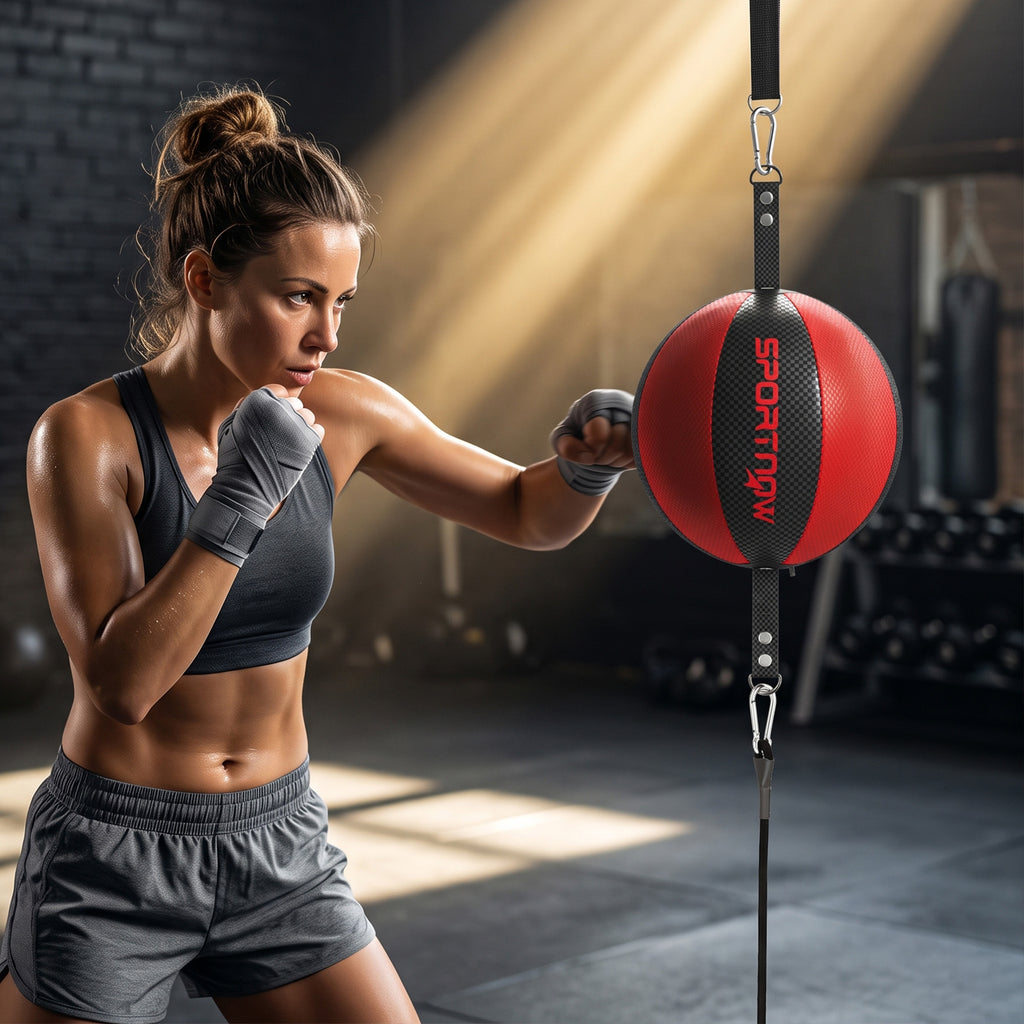 Boxgestell Doppelend Boxtraining mit Bungee-Seil verstellbare Seilschnalle Clip-on Montage