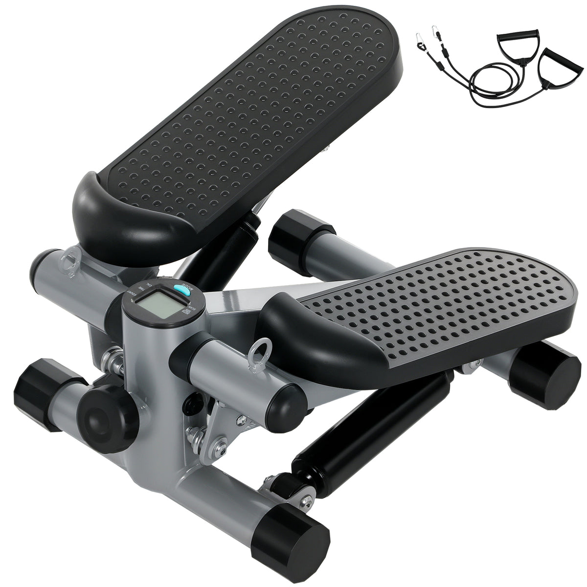 Mini Stepper, Compact Step Machine Exerciser for Home Workouts, with Resistance Bands, LCD Monitor, Non-Slip Pedals