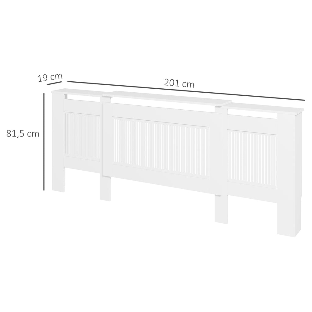 Heizk?rperverkleidung, Lamellendesign, verstellbare L?nge 125-201 cm, MDF, Wei?