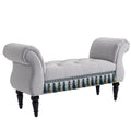 Sitzbank Polsterbank mit Samt-Bezug, Armlehne Bettbank mit Holzrahmen, Schuhbank für Schlafzimmer, Wohnzimmer, Flur 117 x 40 x 58 cm Hellgrau