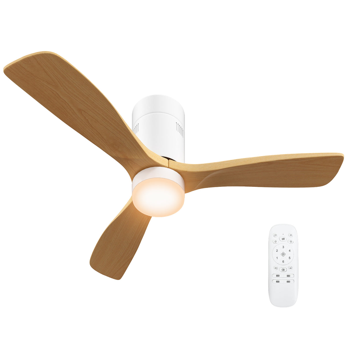 Deckenventilator mit LED-Licht, 6 Geschwindigkeiten, Fernbedienung, Hellbraun