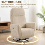 2 Motoren Relaxsessel Elektrisch Verstellbar Drehbar Creme