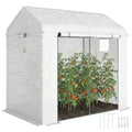 Walk-in Greenhouse, Outdoor Tomato Greenhouse with Roll-up Door and Mesh Windows, PE Cover, 200 x 140 x 200cm, White