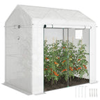 Walk-in Greenhouse, Outdoor Tomato Greenhouse with Roll-up Door and Mesh Windows, PE Cover, 200 x 140 x 200cm, White