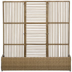 Blumenkasten mit Spalier, wetterfest, Polyrattan, 103 x 29 x 103 cm, Sandfarbe