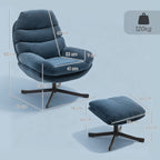 Relaxsessel mit Hocker Sessel Loungesessel mit Chenille-Stoff, Modern Fernsehsessel, 78 x 93 x 100 cm, Blau